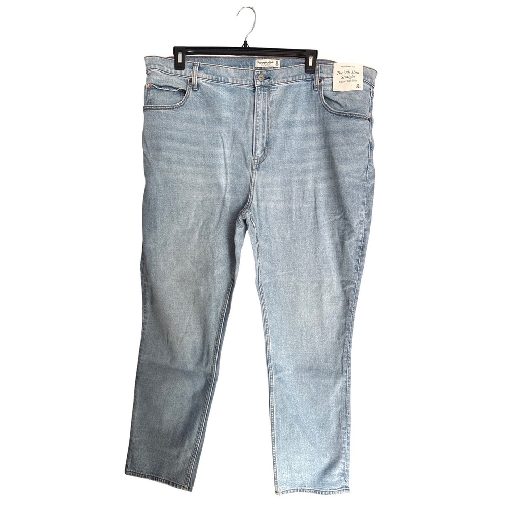 Abercrombie Fitch 90s Slim Straight Ultra High Rise Light Wash Jeans Size 36 22R